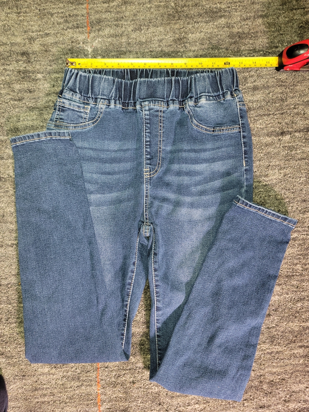 Elastic Waist Blue Pull On Stretch Jeans | Small